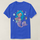 Mermaid Kitten katten klinken om Kawaii Anime Japa T-shirt (Design voorkant)