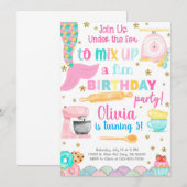 Mermaid & kookbakkerij voor meisjes verjaardagsuit kaart (Voorkant / Achterkant)