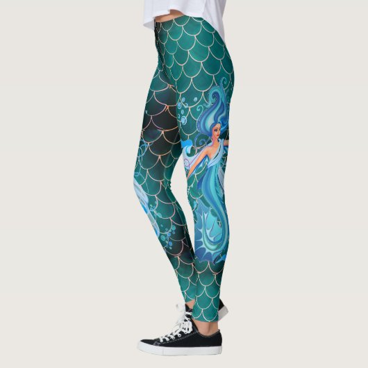 Mermaid Leggings Blue Aqua Workout Pants for her (Links)