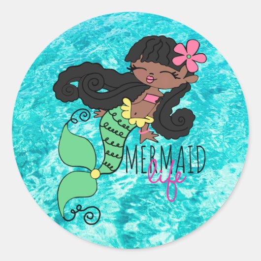 Mermaid Life B Classic Round Sticker (Voorkant)