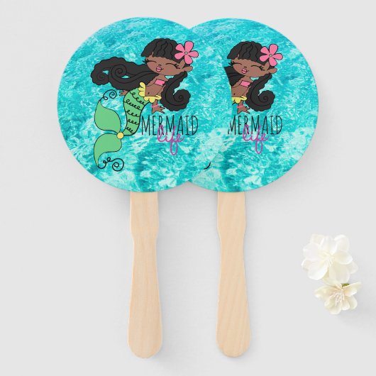 Mermaid Life B Hand Fan Handwaaier (Voorkant en achterkant)