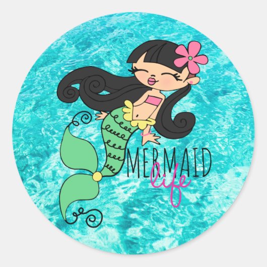 Mermaid Life BH Classic Round Sticker (Voorkant)