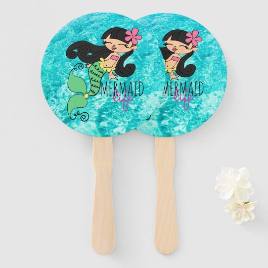 Mermaid Life BH Hand Fan Handwaaier (Voorkant en achterkant)