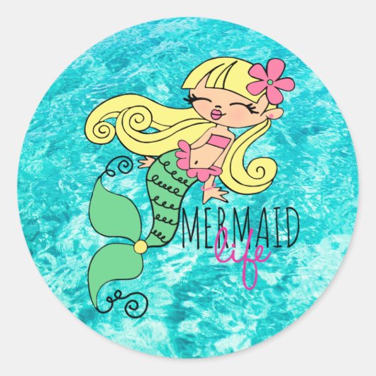 Mermaid Life BL Classic Round Sticker (Voorkant)