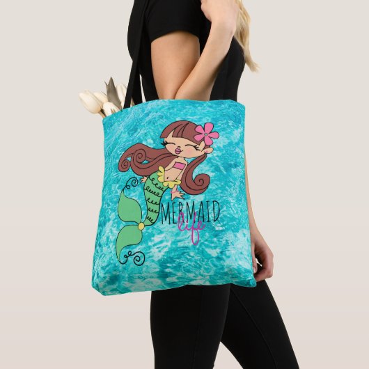 Mermaid Life Canvas tas (Dichtbij)