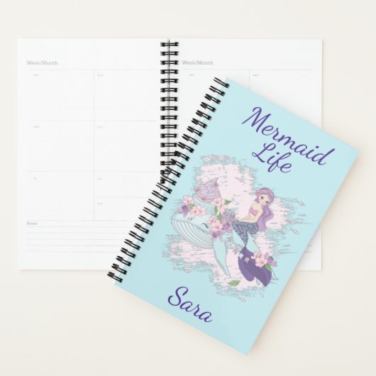 Mermaid Life gepersonaliseerde Paarse typografie Planner (Display)