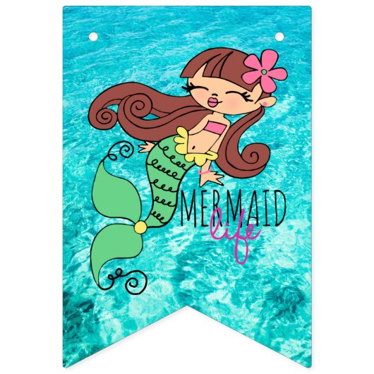 Mermaid Life Party Bunting Banner (Eerste vlag)