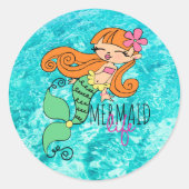 Mermaid Life Redhead Classic Round Sticker (Voorkant)