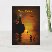 Mermaid Lighthouse Dolphin Sailboat Happy Birthday Kaart (Voorkant)