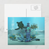 Mermaid Lionfish Turtle Underwater Post Card Briefkaart (Voorkant / Achterkant)