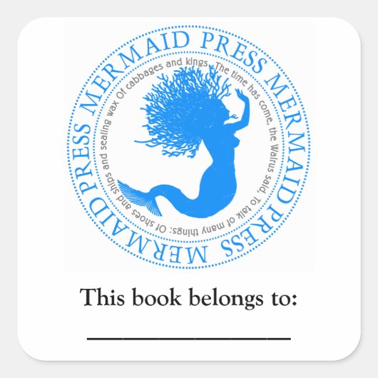 Mermaid Literary Quote Bookplaat Vierkante Sticker (Voorkant)