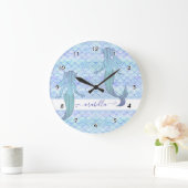  Mermaid Little Girl Name Waterverf Pattern Grote Klok (Huis)