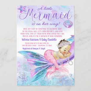 Mermaid Long Distance Baby shower per post Kaart