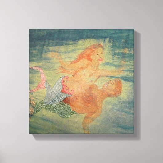 Mermaid Love grotto Canvas Afdruk (Voorkant)