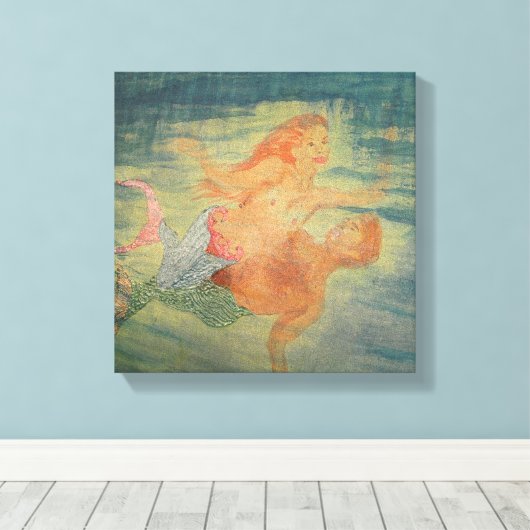 Mermaid Love grotto Canvas Afdruk (Insitu (Houten vloer))