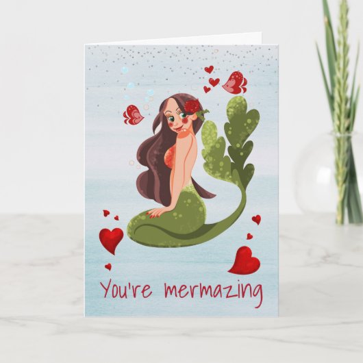 Mermaid Love You're Mermazing Valentijn Kaart (Voorkant)