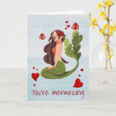 Mermaid Love You're Mermazing Valentijn Kaart (Gele Bloem)
