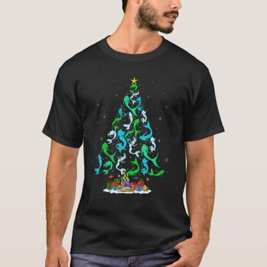 Mermaid Lover Xmas Holiday Mermaid kerstboom T-shirt (Voorkant)
