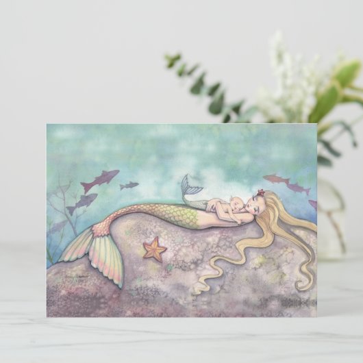 Mermaid Lullaby Baby Shower Uitnodigingen (Staand voorkant)