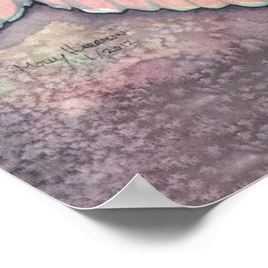 Mermaid Lullaby Moeder en Baby Waterverf Afdrukken Poster (Hoek)