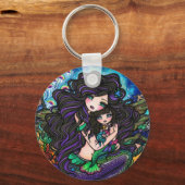 Mermaid Ma & Baby Jellyfish Fantasy Art Sleutelhan Sleutelhanger (Voorkant)