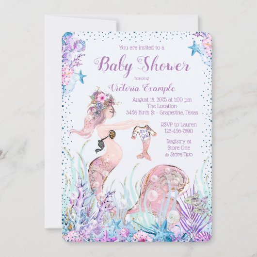 Mermaid Ma Baby Shower-uitvindingen Kaart (Voorkant)