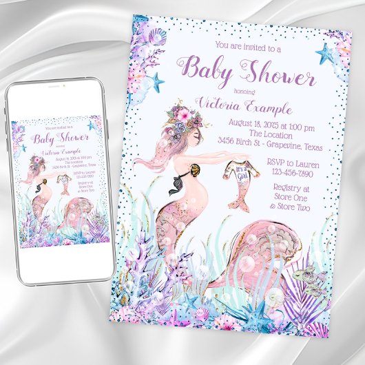 Mermaid Ma Baby Shower-uitvindingen Kaart