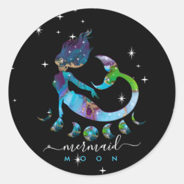Mermaid maan spirituele dierenriem instructie ronde sticker