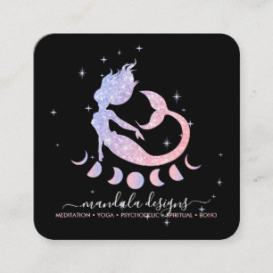 Mermaid maan spirituele tarot lezen zodiak vierkante visitekaartje