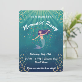 Mermaid Magic Birthday Invite Kaart