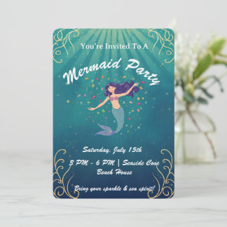 Mermaid Magic Birthday Invite Kaart
