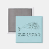 Mermaid Magnet - Coördinaten van Virginia Beach, V (Voorkant / Achterkant)