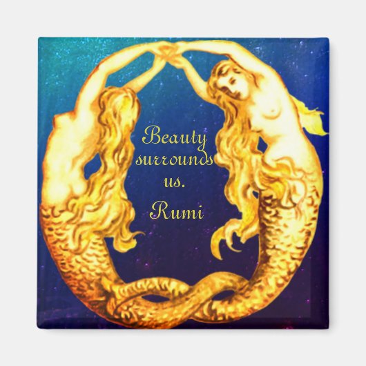 Mermaid Magnet met citaat van Rumi (Voorkant)