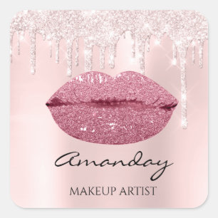 Mermaid Make-up Artiest Roos Lips Drips Naam Dank Vierkante Sticker
