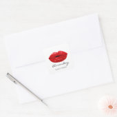 Mermaid Makeup Artist Red Lips Naam Bridal Vierkante Sticker (Envelop)