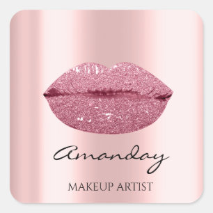 Mermaid Makeup Artist Roos Licht Roze Naam Dank Vierkante Sticker