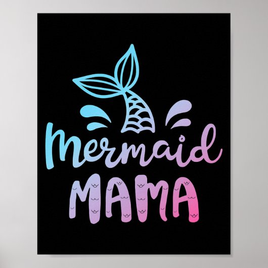 Mermaid Mama Funny Women Mama Family Poster (Voorkant)