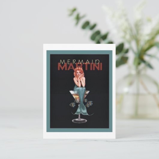Mermaid Martini Briefkaart (Staand voorkant)