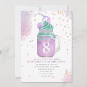 Mermaid Mason Jar Milkshake Girls Birthday Age Inv Kaart (Voorkant)