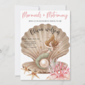 Mermaid & Matrimony Bruiloftsfeest Kaart (Voorkant)