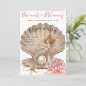 Mermaid & Matrimony Bruiloftsfeest Kaart (Staand voorkant)