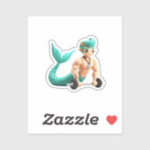 mermaid men doing musculcultuus modeling cly sticker (Vel)