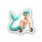 mermaid men doing musculcultuus modeling cly sticker (Voorkant)
