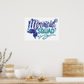 Mermaid - "Mermaid Squad" - Blauwgroen Faux Glitte Poster (Keuken)