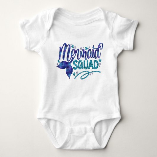 Mermaid - "Mermaid Squad" - Blauwgroen Faux Glitte Romper (Voorkant)