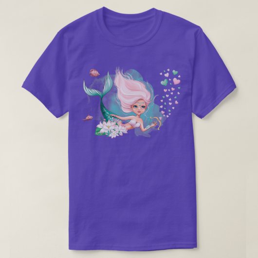 Mermaid Mermaid Valentijn schattig roze haar zeeme T-shirt (Design voorkant)