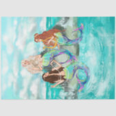 Mermaid / Mermaids Antiek Ontkoppeling Turquoise Tissuepapier (Voorkant)