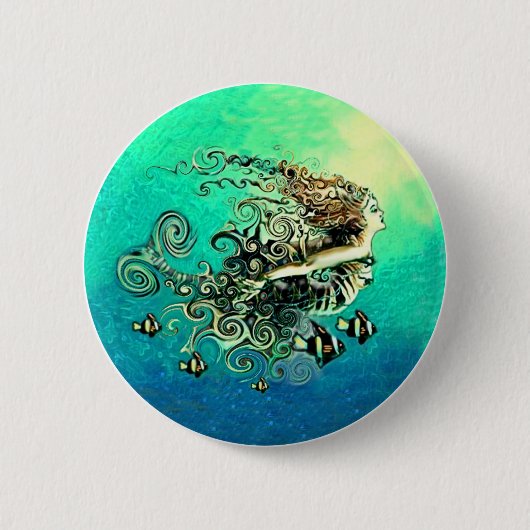 Mermaid Mermaids Fantasy Myth Button (Voorkant)
