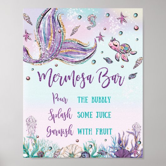Mermaid Mermosa Bar Baby Party Poster (Voorkant)