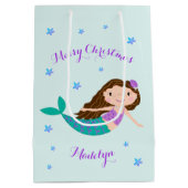 Mermaid Merry Christmas gepersonaliseerd Medium Cadeauzakje (Achterkant)